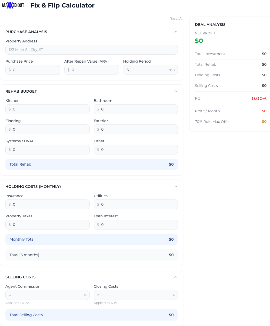 Fix & Flip Calculator